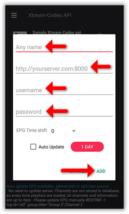 How to setup IPTV on GSE via Xtream-Codes API