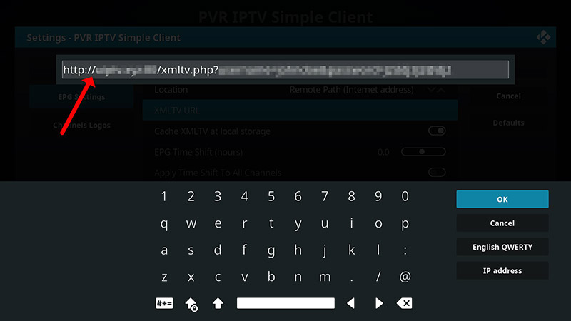 PVR iptv simple client settings